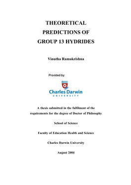 Theoretical Predictions of Group 13 Hydrides