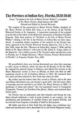 The Perrines at Indian Key, Florida, 1838-1840