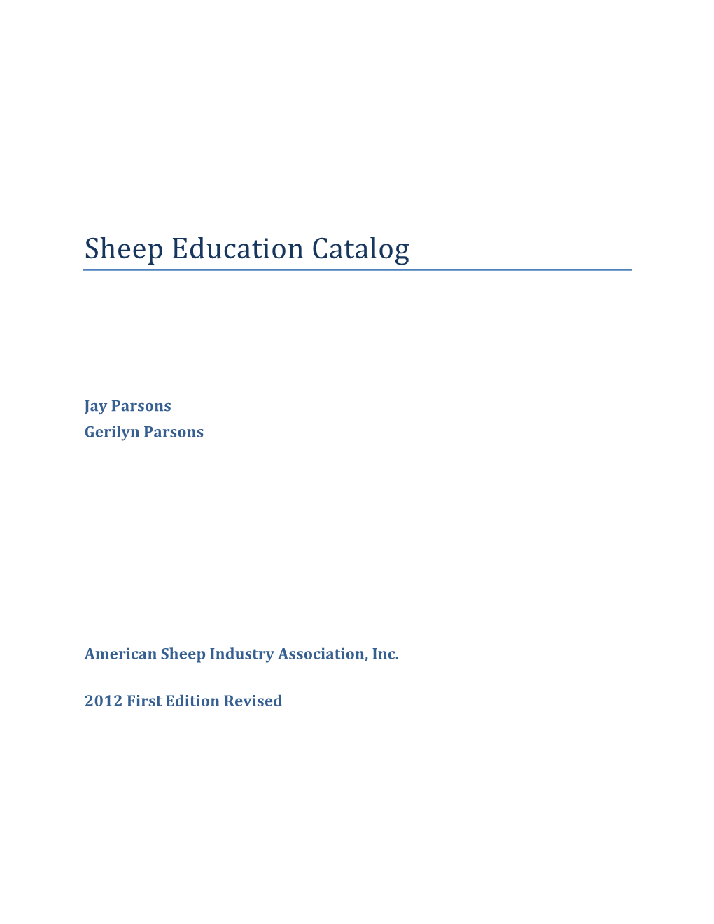 Sheep Education Catalog
