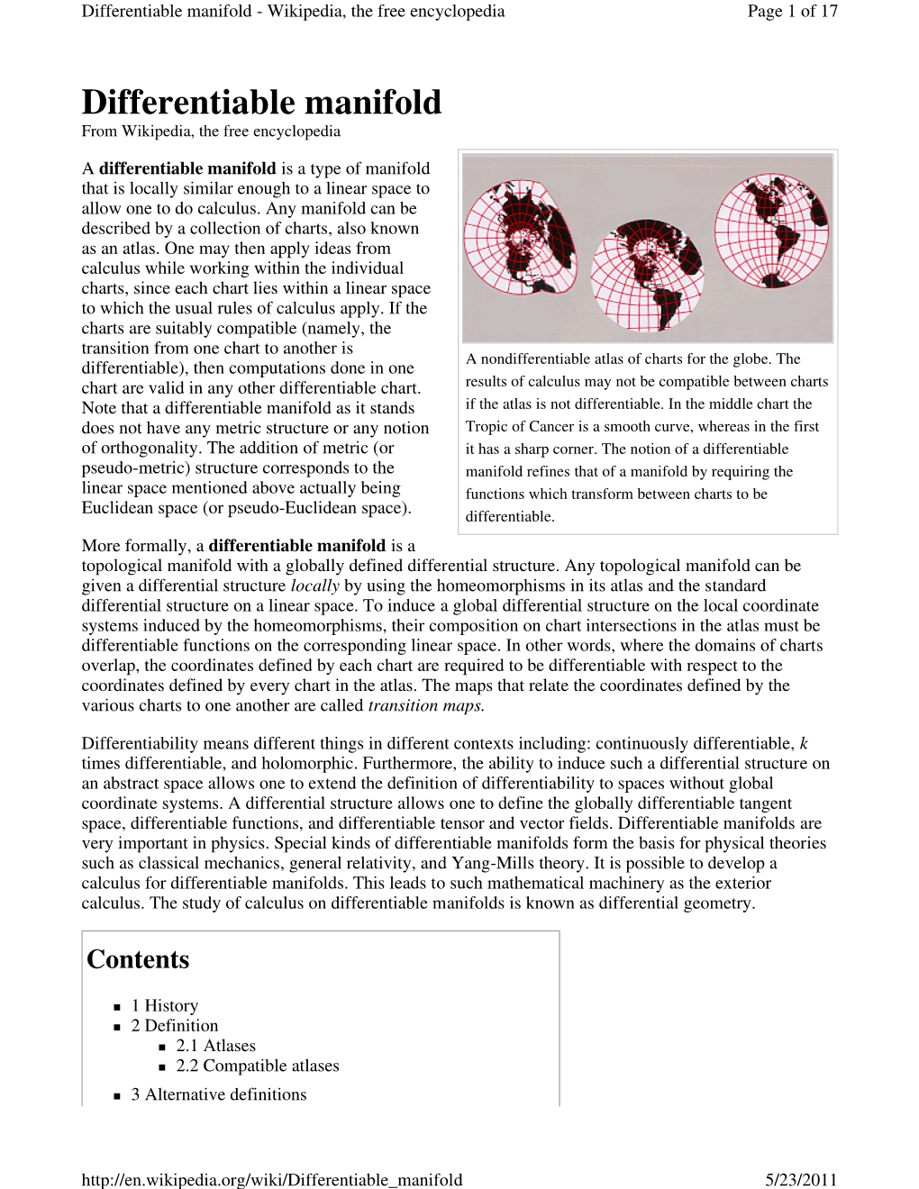 Differentiable Manifold - Wikipedia, the Free Encyclopedia Page 1 of 17