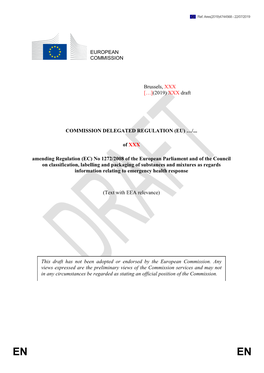 2019) XXX Draft COMMISSION DELEGATED REGULATION (EU