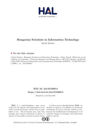 Hungarian Scientists in Information Technology Gyözö Kovács