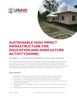 Sustainable High Impact Infrastructure for Education and Agriculture Activity(Shine)