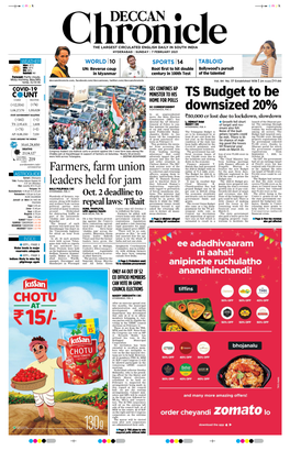TS Budget to Be Downsized 20% Farmers, Farm Union Leaders Held