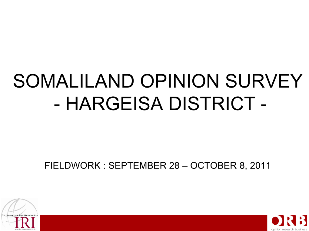 First Survey of Public Opinion for the Electoral District of Hargeisa