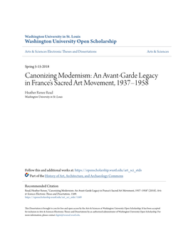 An Avant-Garde Legacy in France's Sacred Art Movement, 1937–1958