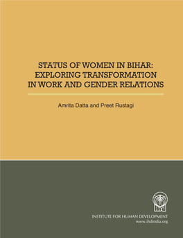 Status of Women in Bihar: Exploring Transformation in Work and Gender Relations