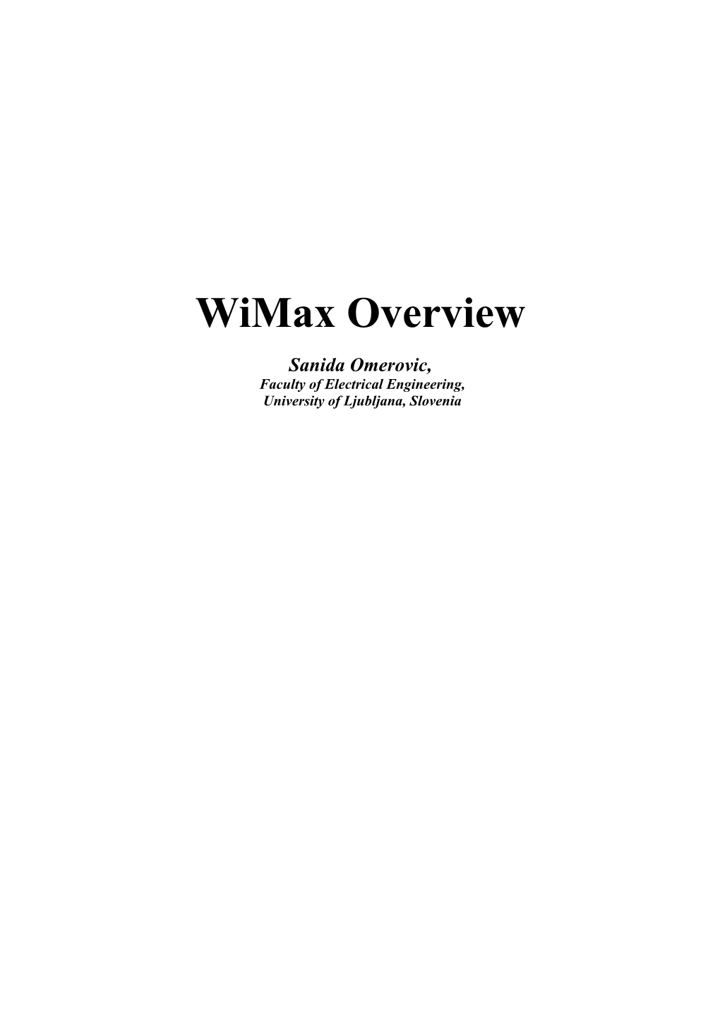 Wimax – Overview