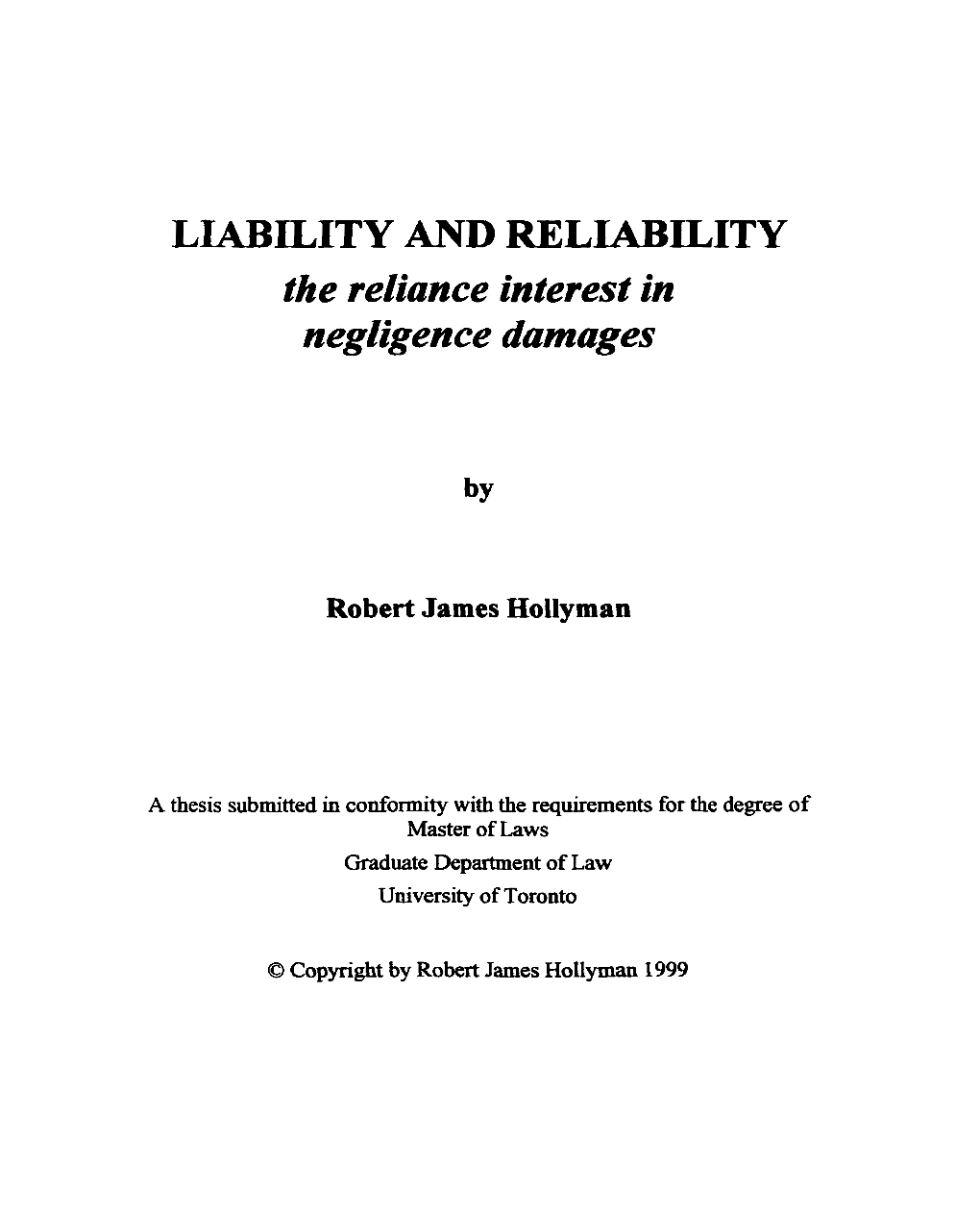The Reliance Interest in Negligence Damages