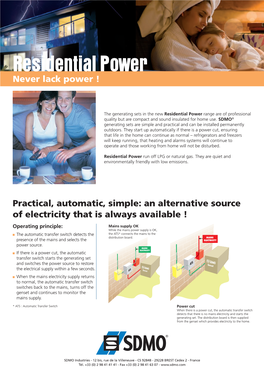 Residential Power Never Lack Power !