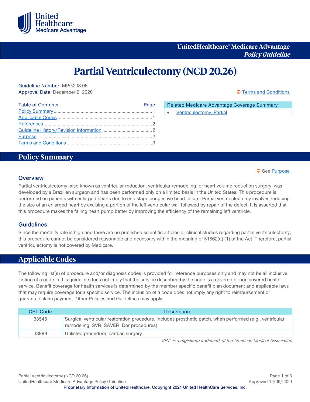 Partial Ventriculectomy (NCD 20.26)