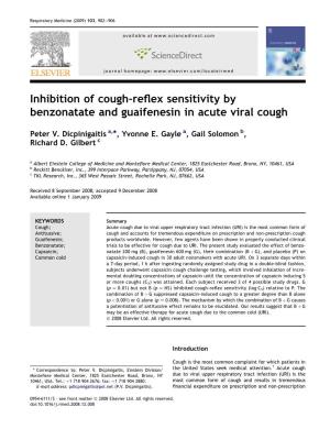 Inhibition of Cough-Reflex Sensitivity by Benzonatate and Guaifenesin In