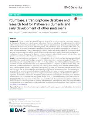 Pdumbase: a Transcriptome Database and Research Tool for Platynereis