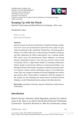 Keeping up with the Dutch Internal Colonization and Rural Reform in Germany, 1800–1914