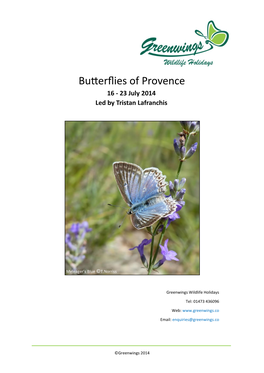 Butterflies of Provence 16 - 23 July 2014 Led by Tristan Lafranchis