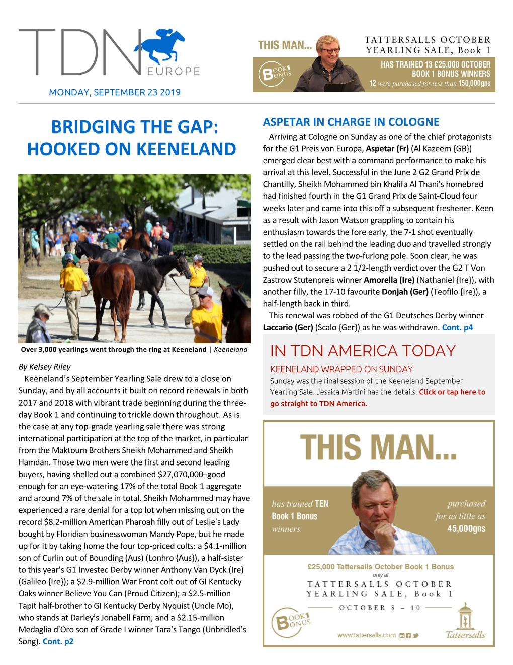 Bridging the Gap: Hooked on Keeneland Cont