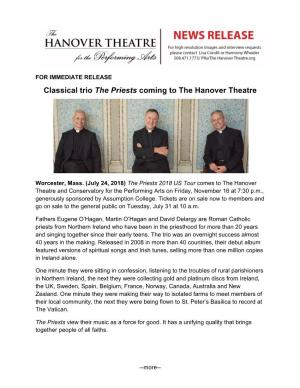 Classical Trio the Priests Coming to the Hanover Theatre