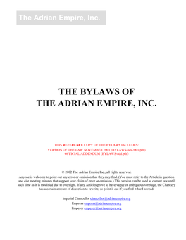 The Bylaws of the Adrian Empire, Inc