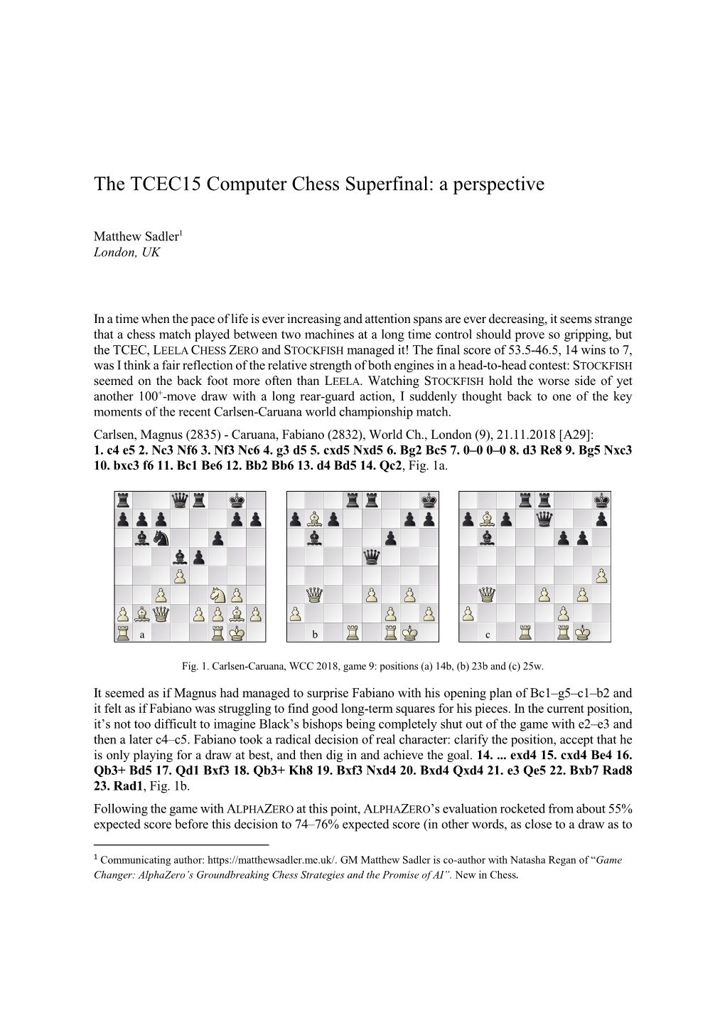 The TCEC15 Computer Chess Superfinal: a Perspective