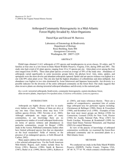 Arthropod Community Heterogeneity in a Mid-Atlantic Forest Highly Invaded by Alien Organisms