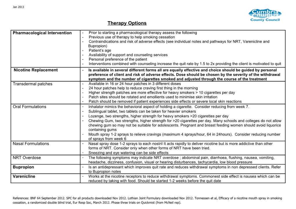 Nicotine Replacement Therapy Pathway- Notes