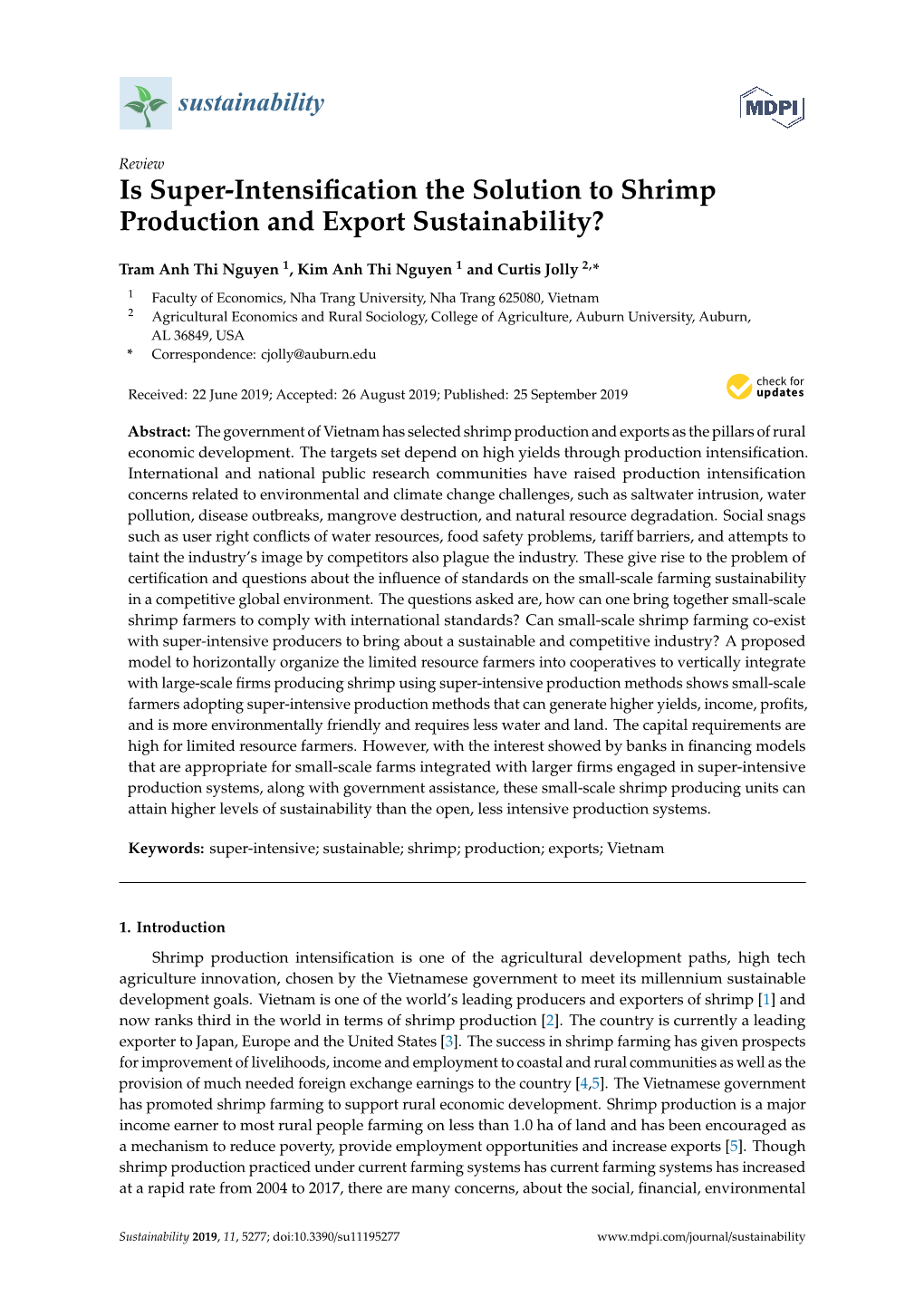Is Super-Intensification the Solution to Shrimp Production and Export Sustainability?