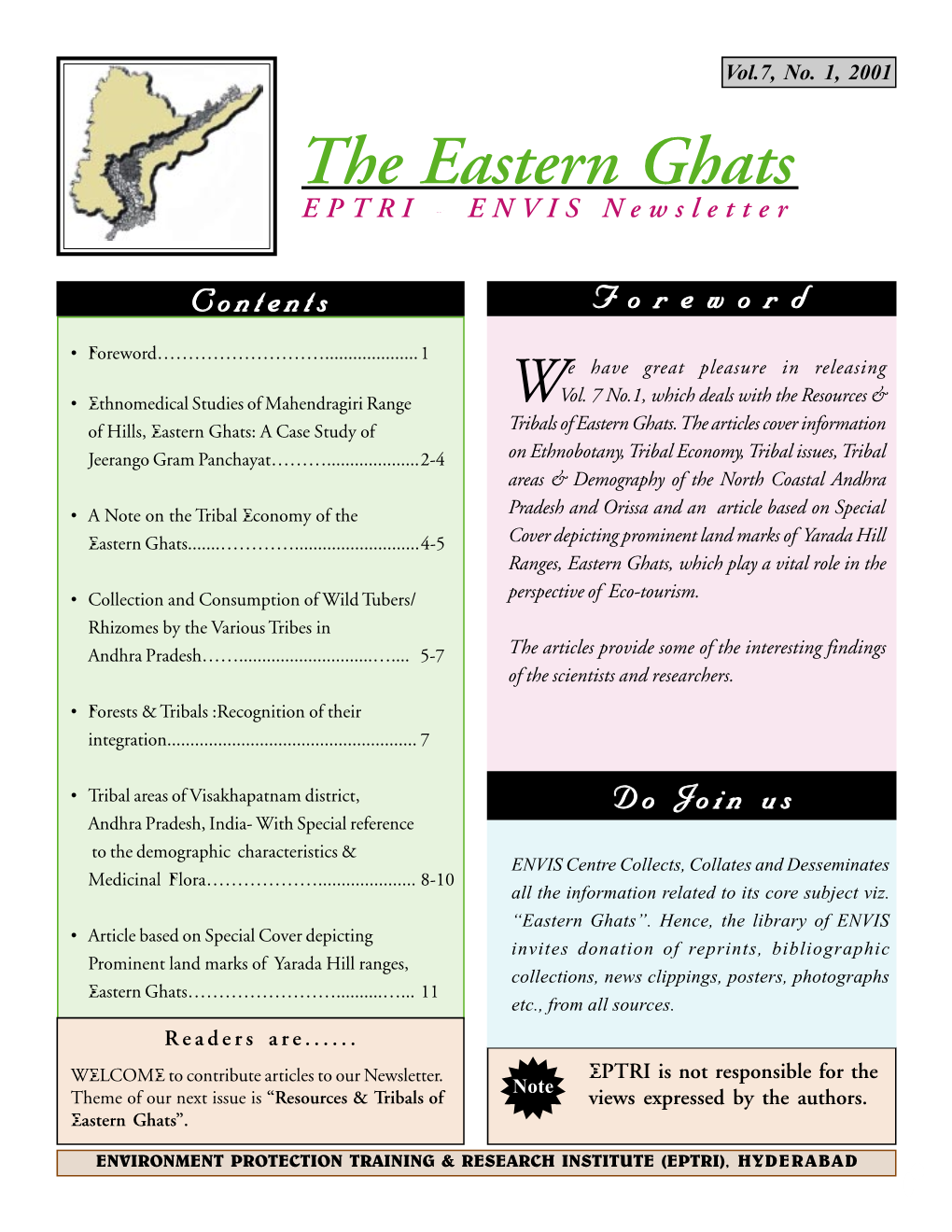 The Eastern Ghats EPTRI - ENVIS Newsletter