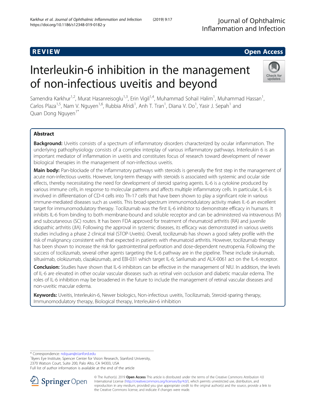 Interleukin-6 Inhibition in the Management of Non-Infectious