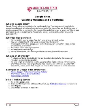 Why Use Google Sites? What Is an Eportfolio? Examples of G