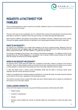 Inquests -A Factsheet for Families
