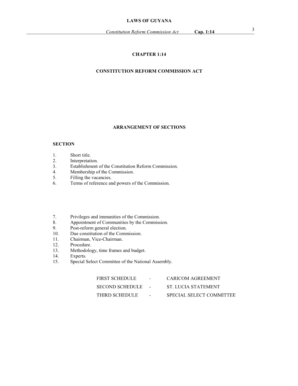 Constitution Reform Commission Act Cap. 1:14