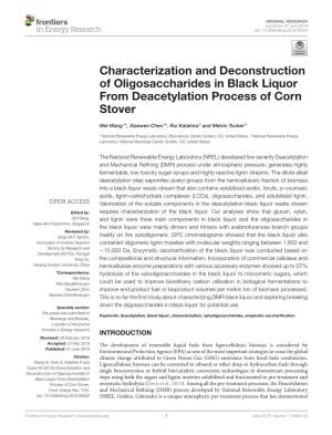 Characterization and Deconstruction of Oligosaccharides in Black Liquor from Deacetylation Process of Corn Stover