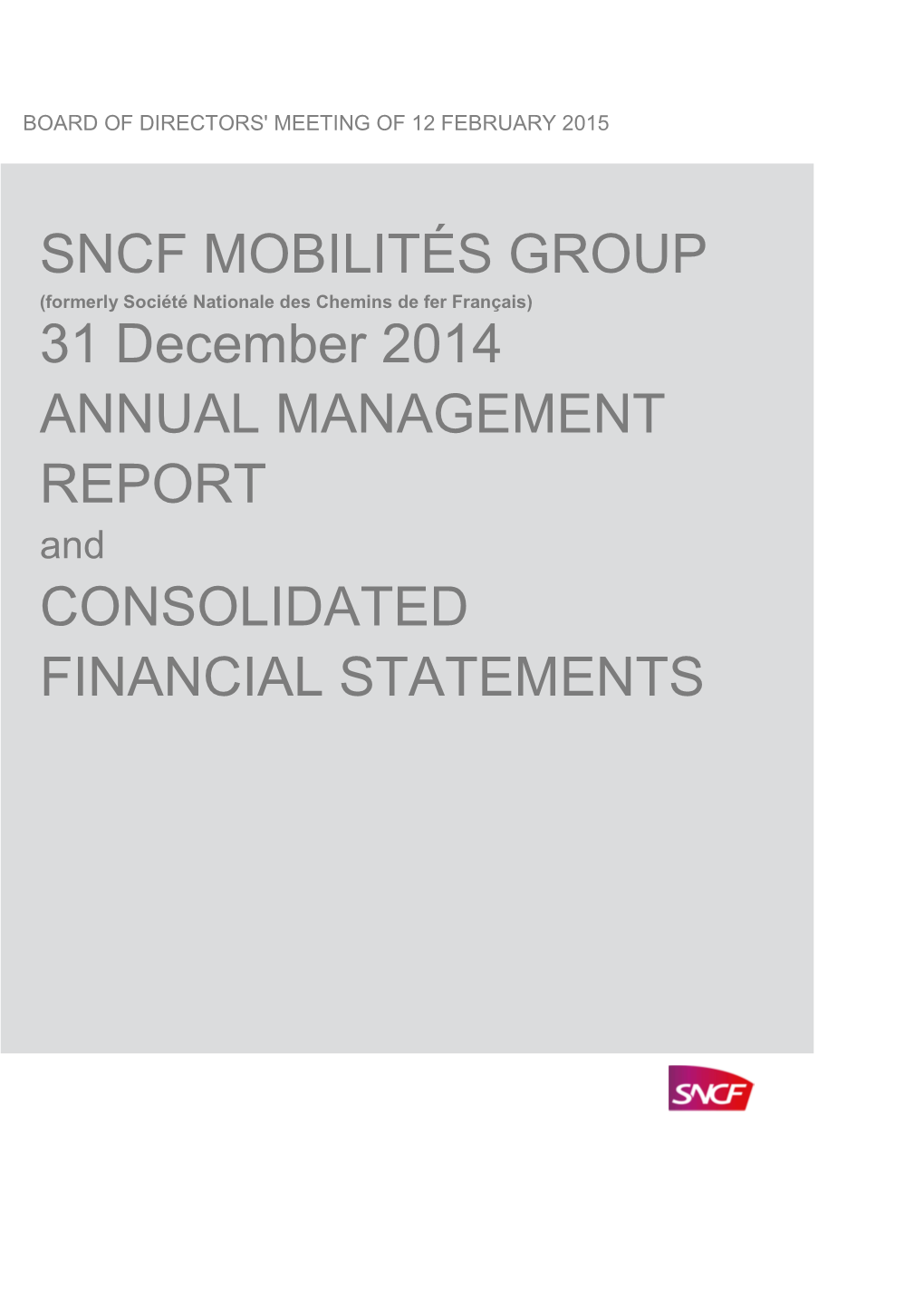 SNCF 2014 Financial Report