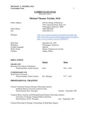 MICHAEL T. TEIXIDO, MD Curriculum Vitae 1