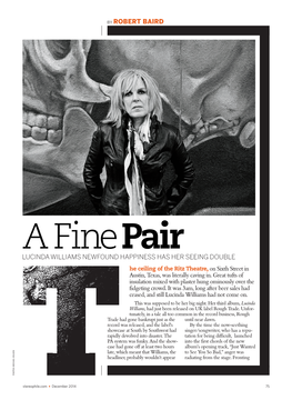 A Fine Pair LUCINDA WILLIAMS NEWFOUND HAPPINESS HAS HER SEEING DOUBLE
