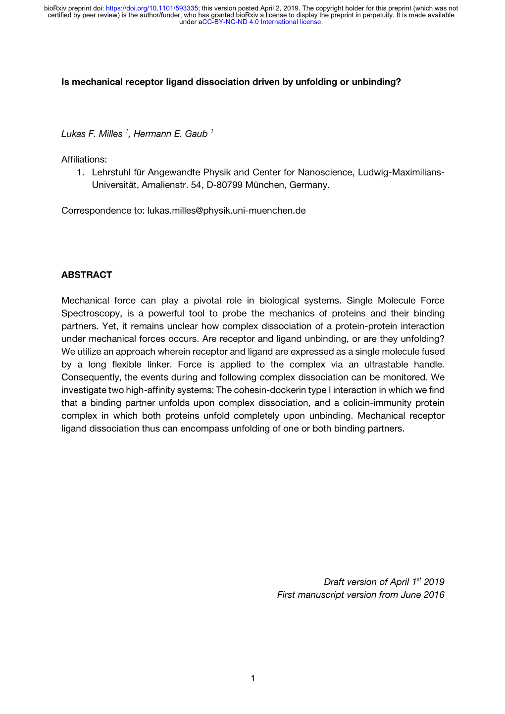 Is Mechanical Receptor Ligand Dissociation Driven by Unfolding Or Unbinding?