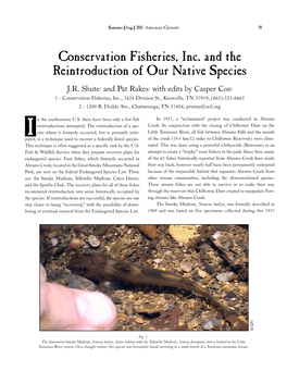 Conservation Fisheries, Inc. and the Reintroduction of Our Native Species