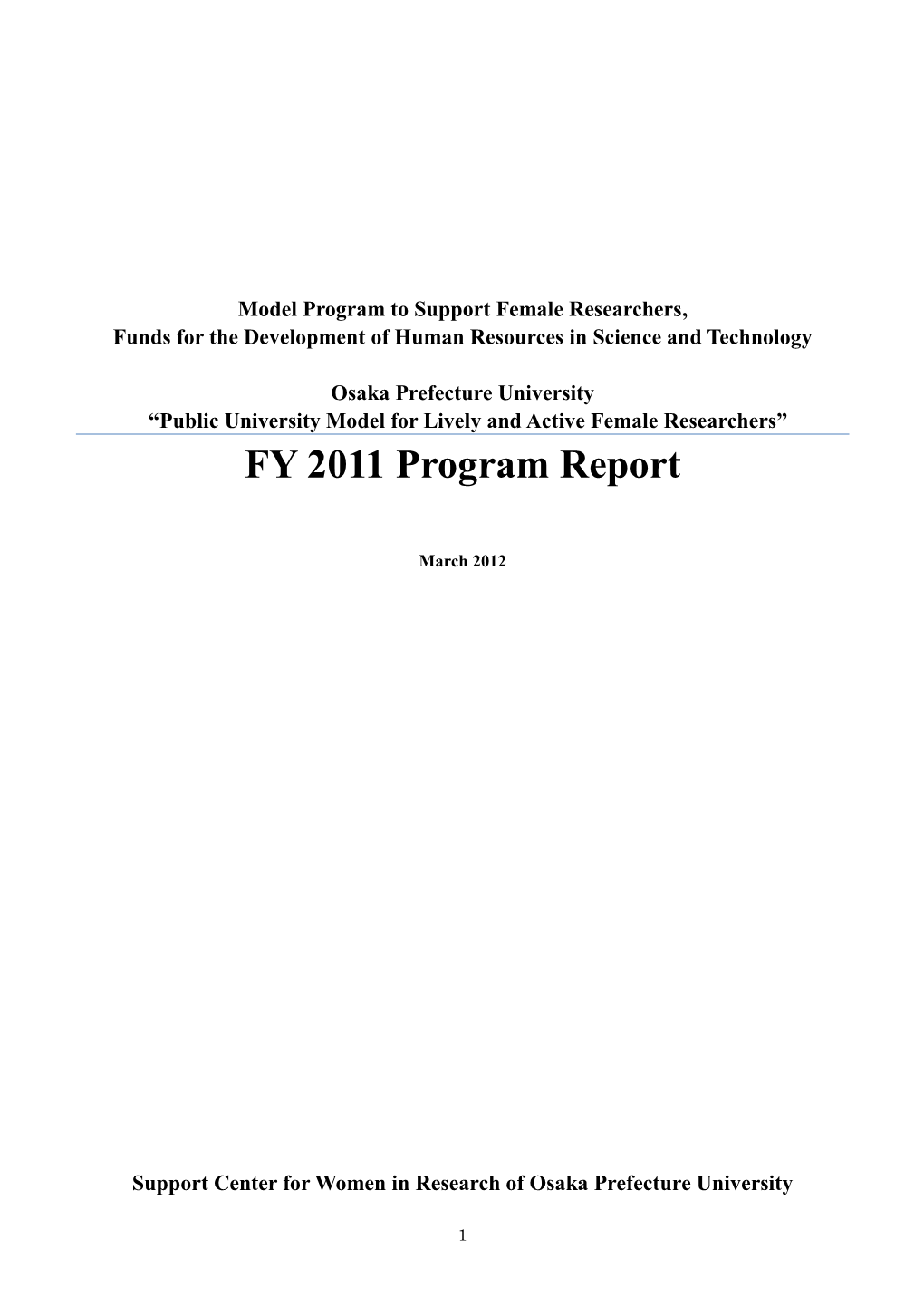 FY 2011 Program Report