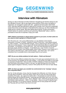 Interview with Hämatom