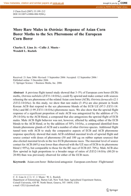 Rare Males in Ostrinia: Response of Asian Corn Borer Moths to the Sex Pheromone of the European Corn Borer