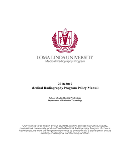 2018-2019 Medical Radiography Program Policy Manual