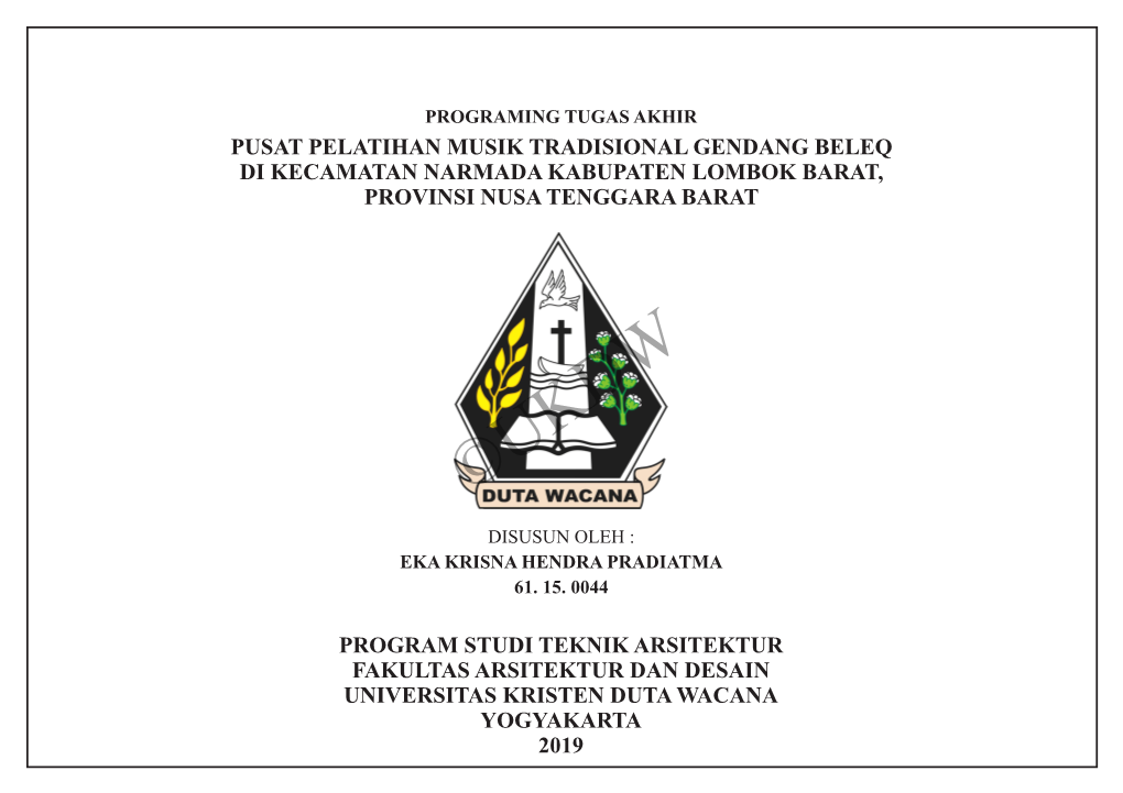 Pusat Pelatihan Musik Tradisional Gendang Beleq Di Kecamatan Narmada Kabupaten Lombok Barat, Provinsi Nusa Tenggara Barat