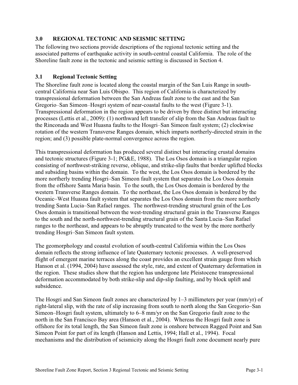 Section 3 Regional Tectonic and Seismic Setting