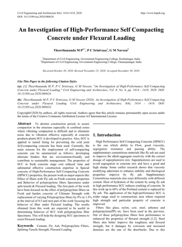 An Investigation of High-Performance Self Compacting Concrete Under Flexural Loading