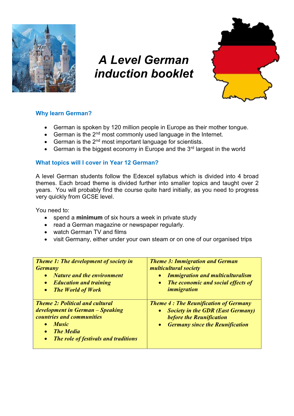 A Level German Induction Booklet