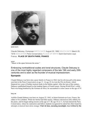 Embracing Nontraditional Scales and Tonal Structures, Claude Debussy Is