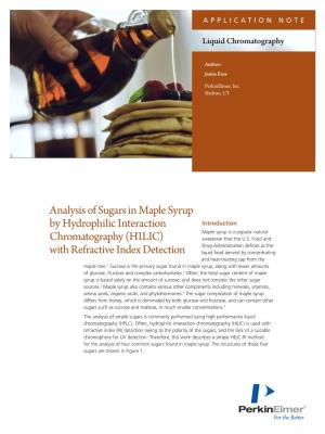 Analysis Fo Sugars in Maple Syrup