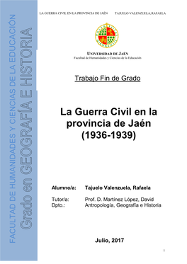 La Guerra Civil En La Provincia De Jaén Tajuelo Valenzuela, Rafaela