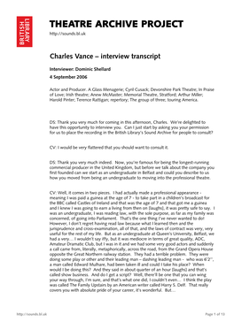 Charles Vance – Interview Transcript
