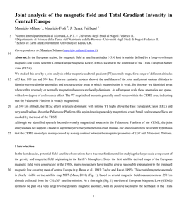 Joint Analysis of the Magnetic Field and Total Gradient Intensity in Central Europe Maurizio Milano 1, Maurizio Fedi 2, J